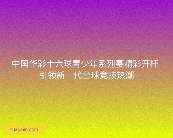 中国华彩十六球青少年系列赛精彩开杆 引领新一代台球竞技热潮